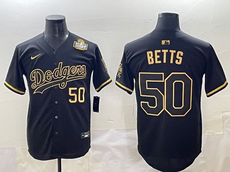 Men 2025 Los Angeles Dodgers #50 Betts Black Gold Five generations Nike MLB Jersey style 3->los angeles dodgers->MLB Jersey